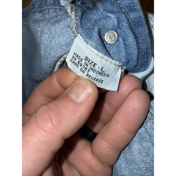 Vintage 80s Overalls Blue Denim London London Carpenter Cotton Size L - Picture 3 of 9